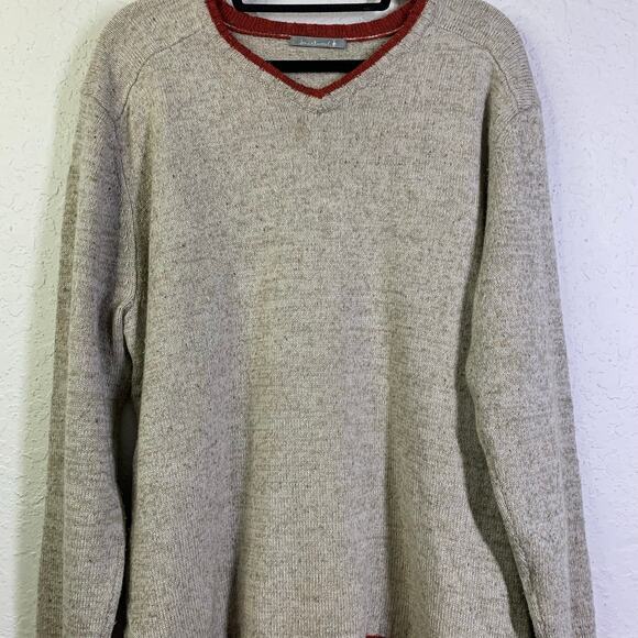 SMARTWOOL Sweater Larimer V-Neck Merino‎ Oatmeal Heather Varsity Ringer Ribbed - Picture 5 of 12